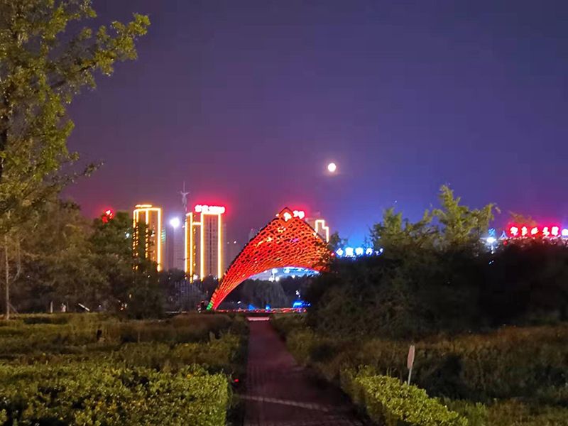 济宁蓼河公园夜景图片