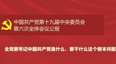 闪电海报｜中国共产党第十九届中央委员会第六次全体会议公报