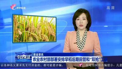 农业农村部部署安排早稻后期田管和“双抢”工作